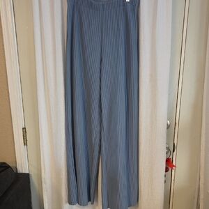 Babaton Blue Wide Leg Accordian Pleat Pants